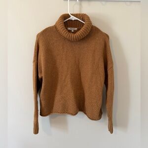 Madewell Sadler Turtleneck Sweater Merino Wool Size XS Camel Brown